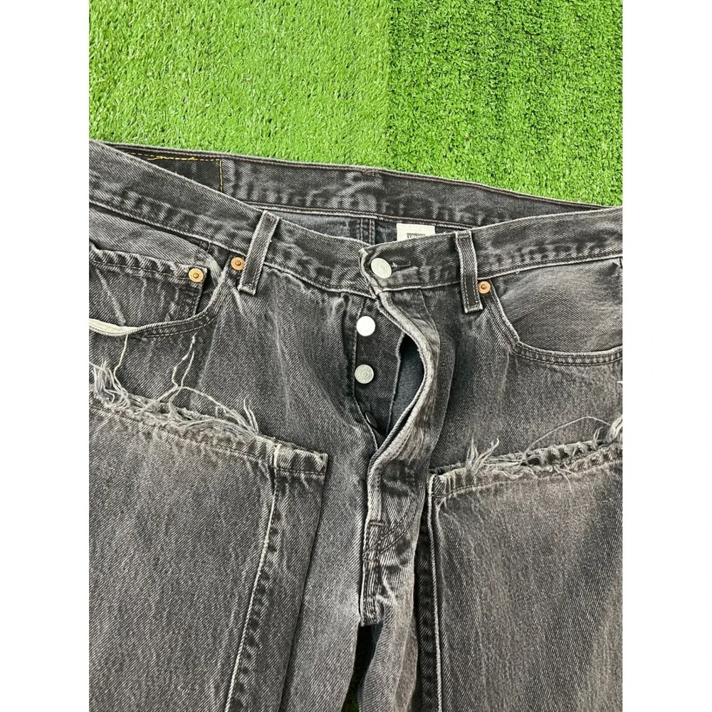 Levis 501-0660 Mens Faded Black Straight Leg Button Fly Denim Jeans 36x30
